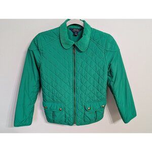 Polo Ralph Lauren Quilted Corduroy Barn Coat Jacket Green Elbow Patch Youth L